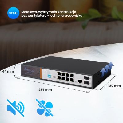 15. Extralink VICTOR | PoE-Switch | 8x Gigabit PoE/PoE+, 2x SFP, 1x Konsolenanschluss, 150 W, Managed