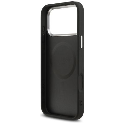 7. Guess Grained Triangle Logo MagSafe Hülle für iPhone 17 Pro Max - Schwarz
