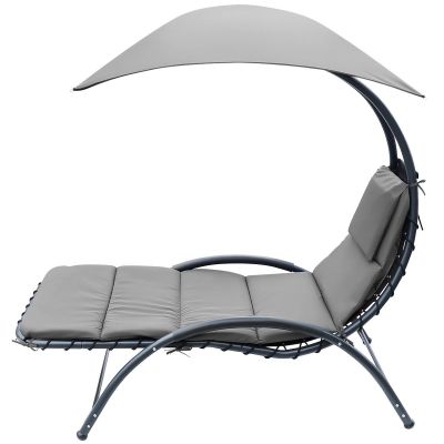 10. BERGAMO Sessel mit Sonnenschirm 200x125x180cm Grau