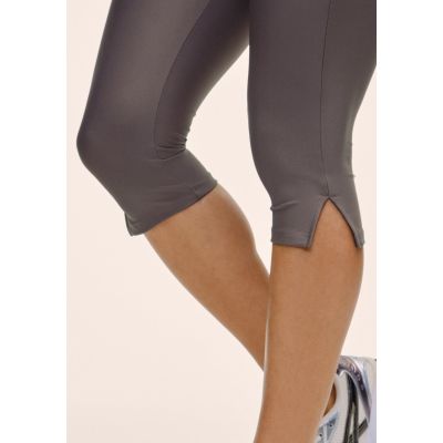 3. CASALL Damen Capri-Leggings mit Schlitz und normalem Bund, Trainingsleggings, Grau
