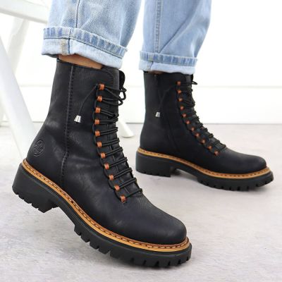 6. Damen-Winterstiefel im Worker-Stil, schwarz, Rieker 72653-00