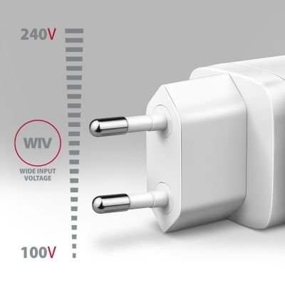 3. Axagon ACU-DPQ65W Universelles Ladegerät für Mobilgeräte, Weiß, AC-Schnellladefunktion, intern
