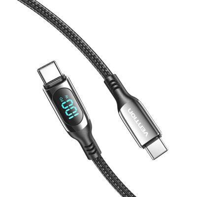 3. USB-C-zu-USB-C-Kabel Vention USB 2.0 5A, 1,2 m, mit Display, Schwarz