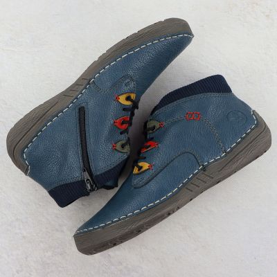 4. Gefütterte komfortable blaue Damenstiefeletten Rieker 52544-14