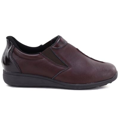 2. Damen-Lederschuhe mit Keilabsatz, bordeauxrot M.Daszyński SFY2647-5