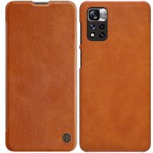 Nillkin Qin Case Hülle für Xiaomi Redmi Note 11 Pro+ (China) / Redmi Note 11 Pro (China) / Mi11i HyperCharge Kameraschutz Holster Cover Flip Case Braun