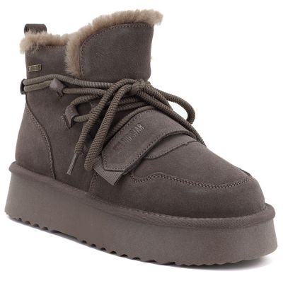Damen-Plateau-Ankle-Boots aus braunem Wildleder von Big Star (UU274314)