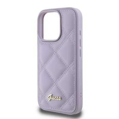 6. Guess Quilted Metal Logo Hülle für iPhone 16 Pro – Hellviolett