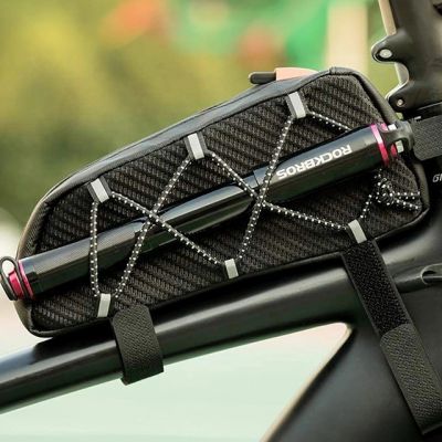 5. Rockbros 039BK Fahrradtasche für den Rahmen, 1 l, mit Flechtstruktur – schwarz