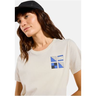 5. Damen-T-Shirt mit kurzen Ärmeln ODLO T-shirt crew neck s/s COTTON BLEND ODLO FLAGS, beige