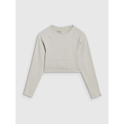 4. Damen-Trainings-Crop-Top mit langen Ärmeln und Rückenausschnitt 4F 4FRSS25TFLOF486-83S