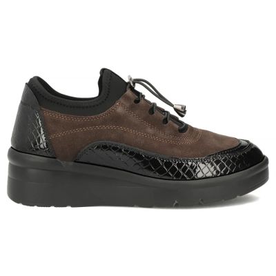2. braune Keilschuhe aus Wildleder mit Krokodilprägung von Filippo (Modell DP8106)