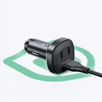 10. Acefast Autoladegerät 66W 2x USB Typ C / USB, PPS, Power Delivery, Quick Charge 4.0, AFC, FCP, SCP schwarz (B3 schwarz)