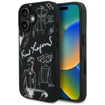 Karl Lagerfeld MagSafe-Hülle mit Narbenmuster und Logo für iPhone 16 – Schwarz