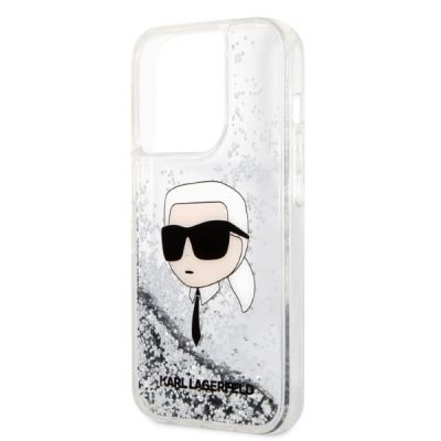 6. Karl Lagerfeld KLHCP14LLNKHCH iPhone 14 Pro 6.1" Silber/Silber Hardcase Glitter Karl Head