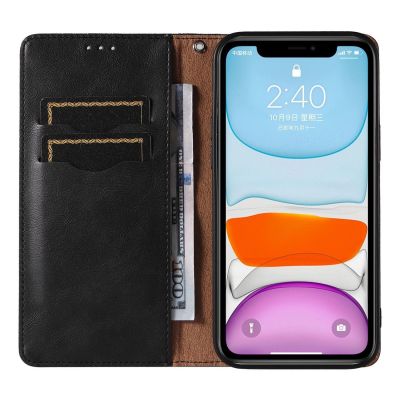 6. Magnet Strap Case für iPhone 12 Tasche Wallet + Mini Lanyard Pendant Schwarz