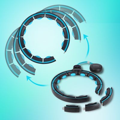 12. Magnetisches Hula-Hoop-Set Schwarz/Türkis HHM17 mit HMS-Zähler + Schlankheitsgürtel BR163 Rot