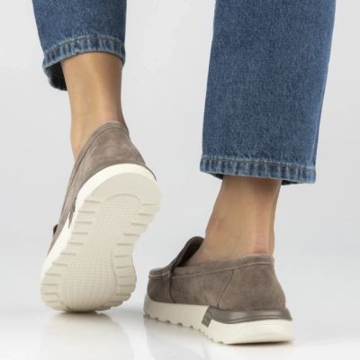 6. Beigefarbene Plateau-Loafer aus Leder für Damen, Modell Filippo DP7528