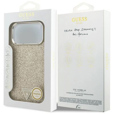 6. Guess Glitter Triangle Logo MagSafe Hülle für iPhone 17 Pro Max - Gold