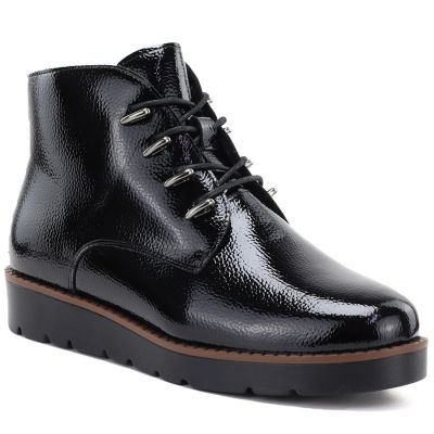 Schwarze Keilstiefeletten aus Lackleder für Damen von Potocki (Z25-JE19360)