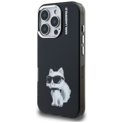 2. Karl Lagerfeld IML Aquarelle Choupette & Logo Hülle für iPhone 16 Pro Max - Schwarz