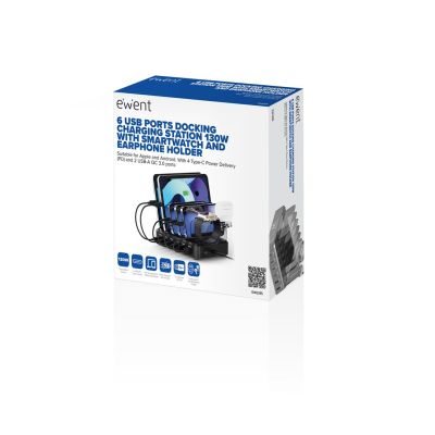 2. EWENT 130W 6-Port-Wandladegerät, 4x USB-C