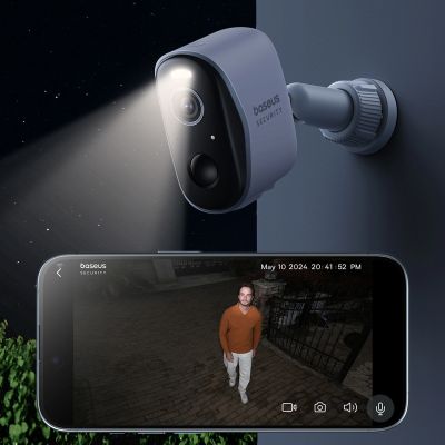 6. Baseus Security N1 Plus Dual 2K Outdoor-Überwachungsset (2 Kameras) – Weiß