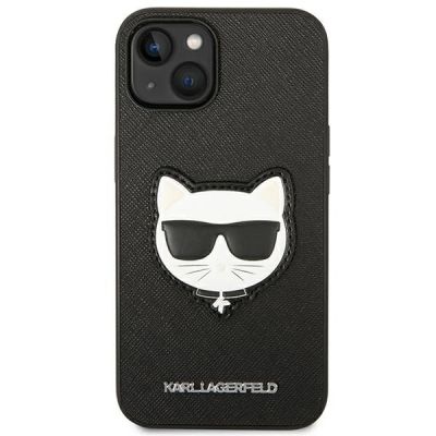 3. Karl Lagerfeld Saffiano Choupette Head Patch Case für iPhone 14 Plus – Schwarz