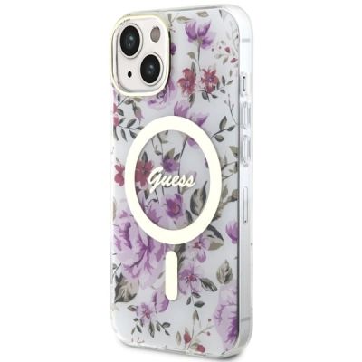 2. Guess Flower MagSafe Hülle für iPhone 14 – transparent
