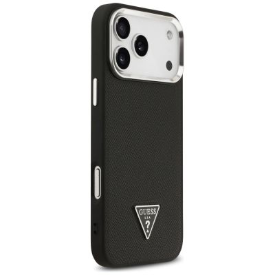 4. Guess Grained Triangle Logo MagSafe Hülle für iPhone 17 Pro Max - Schwarz