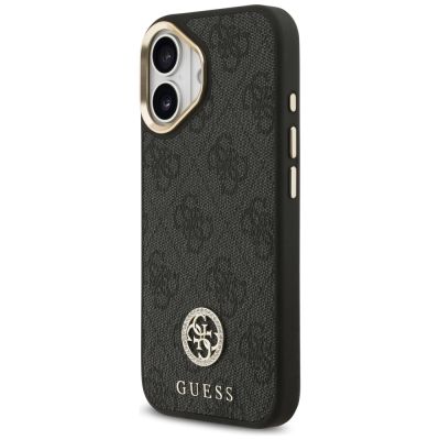 2. Guess 4G Strass Logo & Big Strap Metal Buttons MagSafe Case für iPhone 17 - Schwarz