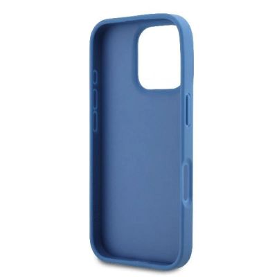 7. Guess Umhängetasche aus Leder mit Metall-Logo und Strass für iPhone 16 Pro – Blau