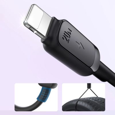 5. Joyroom Multi-Color Serie A14 USB-C / Lightning 20W Kabel 1,2 m - Schwarz