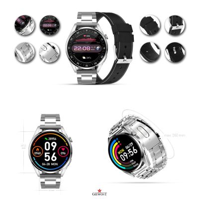 2. GIEWONT Vertex SmartCall GW450-5 Smartwatch in Silber/Carbonleder