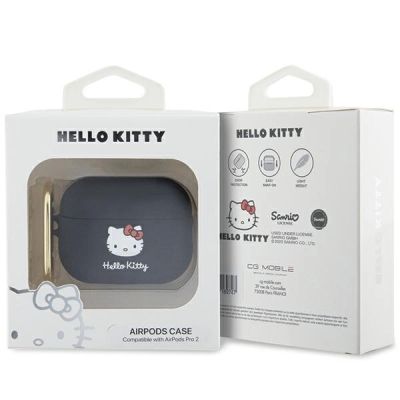 4. Hello Kitty Silikon 3D Kitty Head Case für AirPods Pro 2 (2022/2023) – Schwarz
