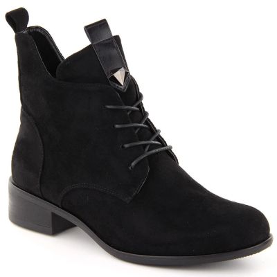 18. Damen-Boots mit Schnürung und Reißverschluss, warm gefüttert, schwarz M.Daszyński SA198-24