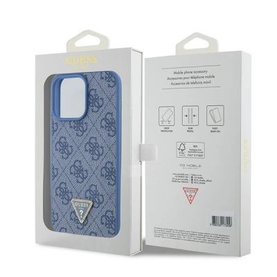 8. Guess GUHCP15XP4TDPB iPhone 15 Pro Max 6,7" blau/blaues Hardcase Leder 4G Triangle Strass