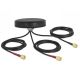 DeLOCK Dualband-Antenne LTE MIMO WLAN 802.11 ac/ax/a/h/b/g/n 3 x SMA-Stecker RG-174 1 m Schraubanschluss, Feldmontage, schwarz