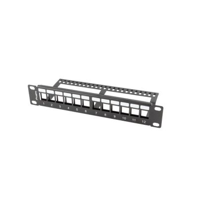 6. LANBERG Patchpanel, leer, 12 Ports, 1 HE, 10 Zoll, mit Organizer für Keystone-Module, schwarz, PPKS-9112-B