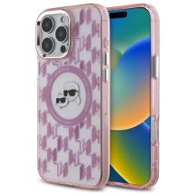 Karl Lagerfeld IML Monogram Karl & Choupette Head MagSafe-Hülle für iPhone 16 Pro – Rosa
