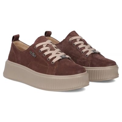 4. Braune Damen-Sneaker aus Leder mit Plateausohle, Modell Filippo DP7982