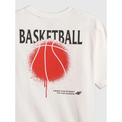 6. Locker geschnittenes Jungen-T-Shirt mit Aufdruck 4F 4FJRSS26TTSHM3835-10S