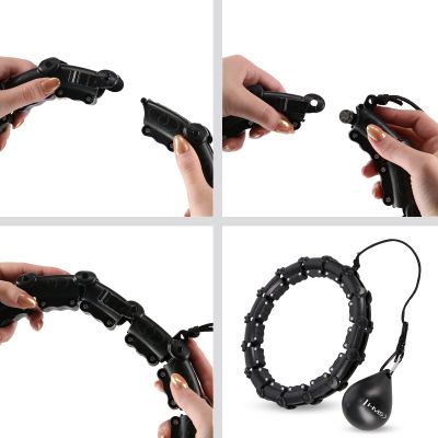 17. Hula Hop Set HHW11 SCHWARZ mit Nieten und Gewicht + BR163 SCHWARZER HMS-Gürtel in Übergröße