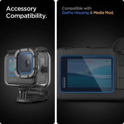 3. Spigen Glass.tR Slim gehärtetes Glas + Folie 2er-Set für GoPro Hero 9/10/11/12 – Transparent