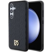 DKNY Leather Pattern Metal Logo MagSafe-Hülle für Samsung Galaxy S24 – Schwarz