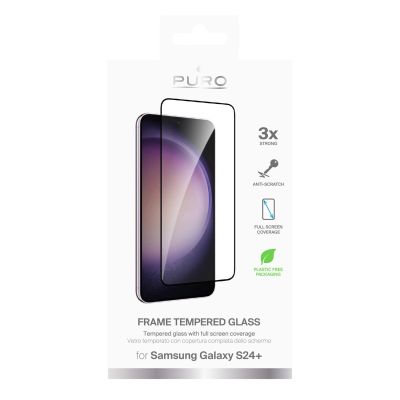 2. Puro Frame Tempered Glass mit schwarzem Rahmen für Samsung Galaxy S25+ / S24+