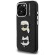 2. Karl Lagerfeld FW Grained Karl & Choupette Heads Pins Hülle für iPhone 16 Pro Max - Schwarz