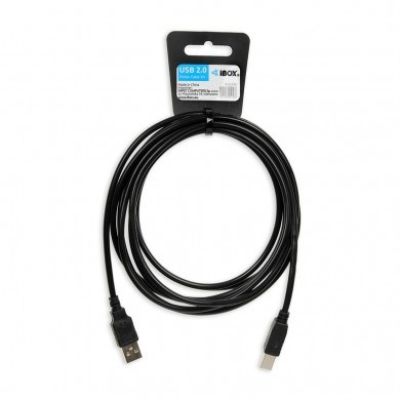 2. IBOX USB 2.0 AB M/M 3M Kabel für Drucker IKU2D30 (USB 2.0 Typ AM - USB 2.0 Typ BM; 3 m; schwarz)