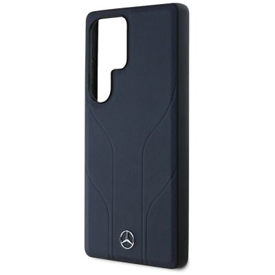 6. Mercedes Leather Debossed Lines MagSafe Case für Samsung Galaxy S25 Ultra - Blau
