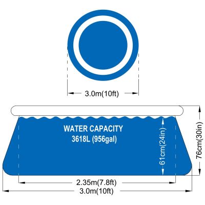 16. Aufblasbarer Pool mit aufblasbarem Halsband 300 x 76 cm 17793